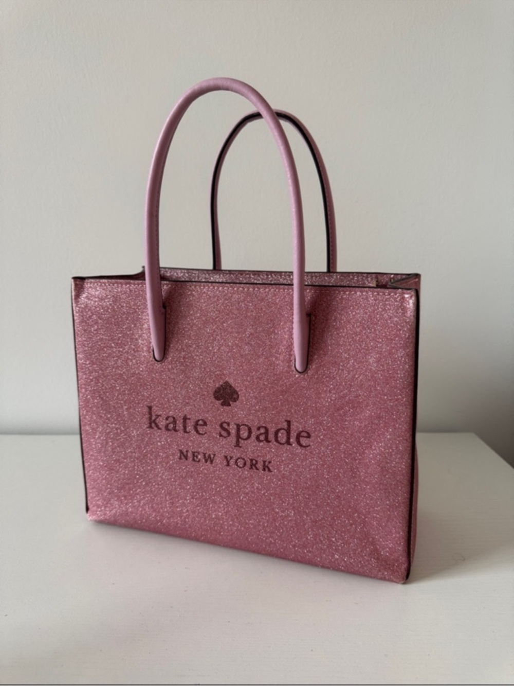 kate spade Pink Glitter Tote with Dual Top Handles: BRAND NEW, NEVEE USED